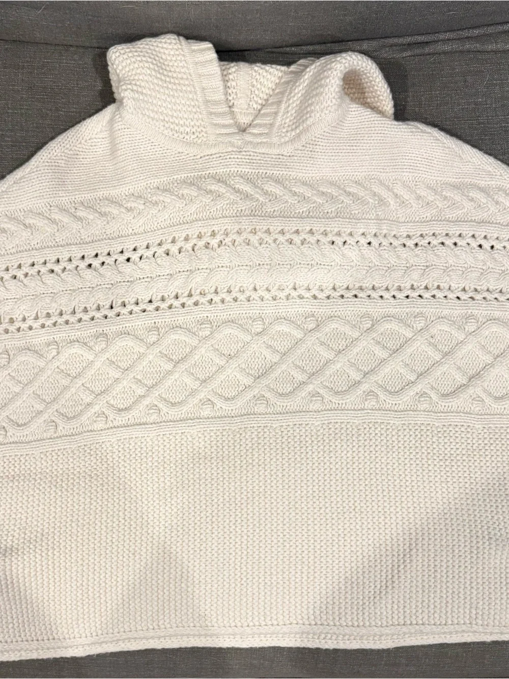GAP Kids Cream Cable Knit Hooded Pullover